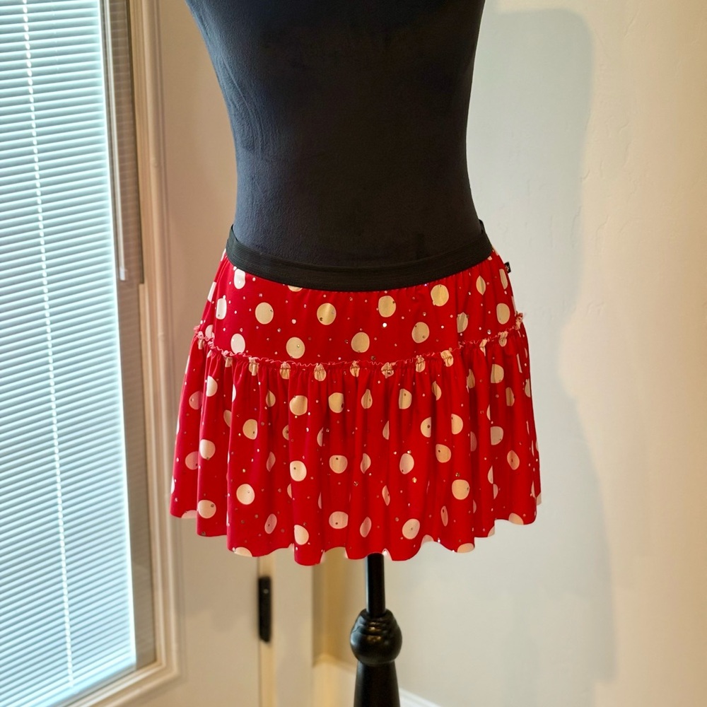 Sparkle Athletic Running Skirt Red with White Polka Dots